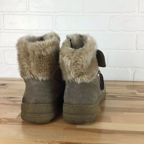 Baretraps suede faux fur ankle winter boots tan beige - Picture 3 of 16